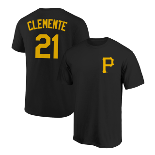 Roberto Clemente T-Shirt Pittsburgh Pirates Player Name and Number Soft Jersey Tee