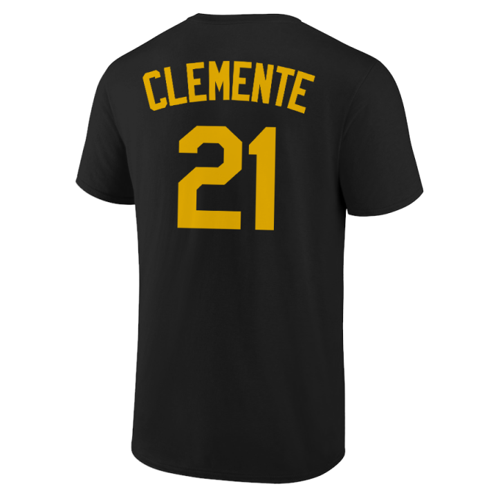 Roberto Clemente T-Shirt Pittsburgh Pirates Player Name and Number Soft Jersey Tee