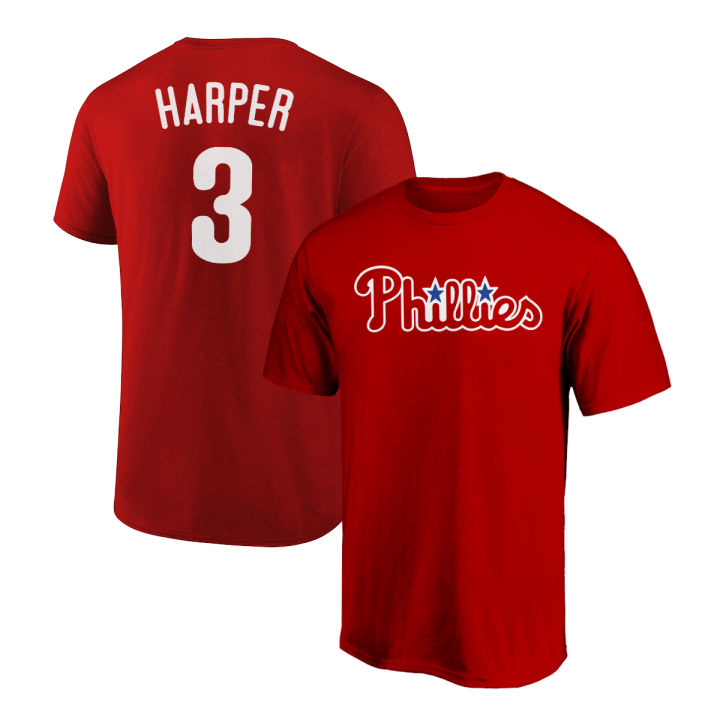 Bryce Harper T-Shirt Philadelphia Phillies Player Name and Number Soft Jersey Tee