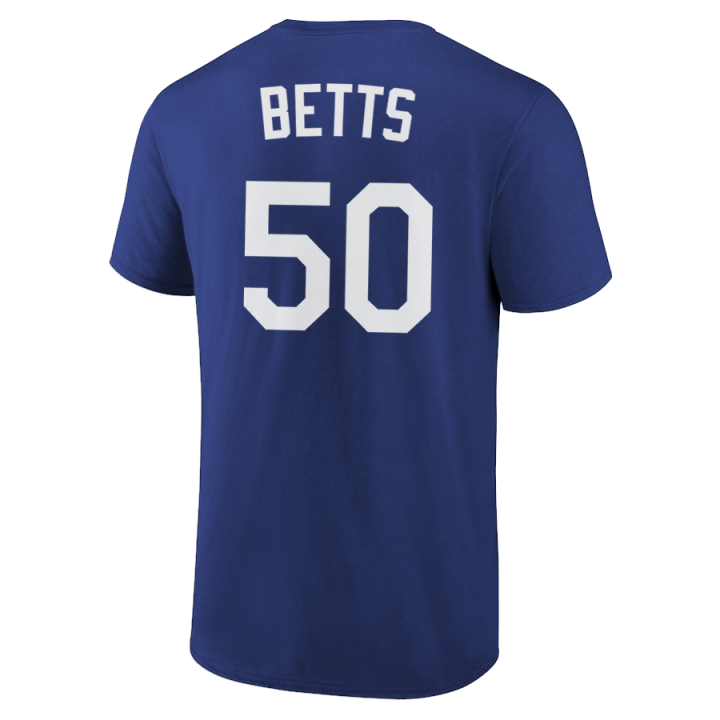 Mookie Betts T-Shirt Los Angeles Dodgers Player Name and Number Soft Jersey Tee