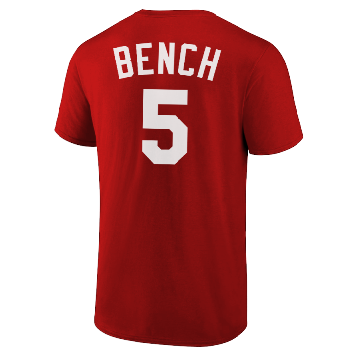 Johnny Bench T-Shirt Cincinnati Reds Player Name and Number Soft Jersey Tee