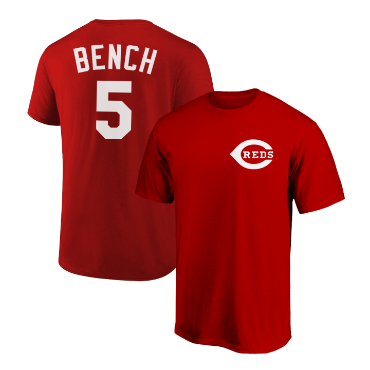 Johnny Bench T-Shirt Cincinnati Reds Player Name and Number Soft Jersey Tee