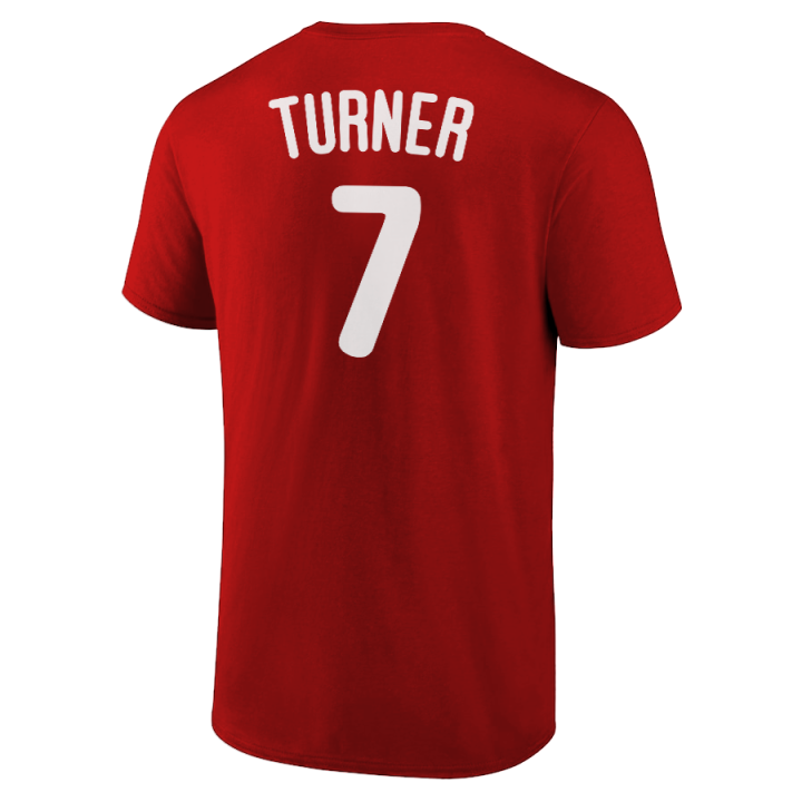 Trea Turner T-Shirt Philadelphia Phillies Player Name and Number Soft Jersey Tee