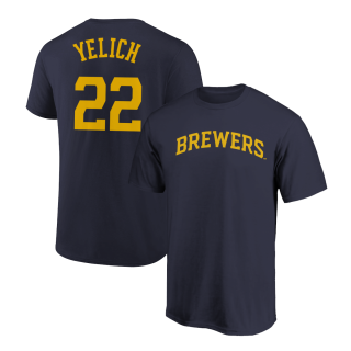 Christian Yelich T-Shirt Milwaukee Brewers Player Name and Number Soft Jersey Tee