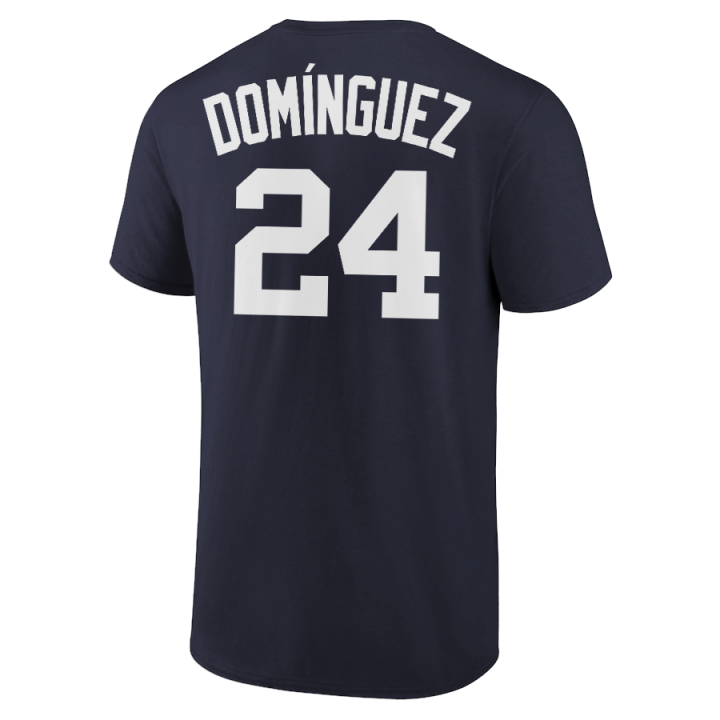 Jasson Domínguez T-Shirt New York Yankees Player Name and Number Soft Jersey Tee