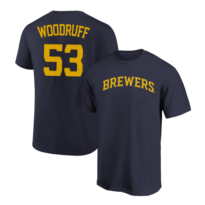 Brandon Woodruff T-Shirt Milwaukee Brewers Player Name and Number Soft Jersey Tee
