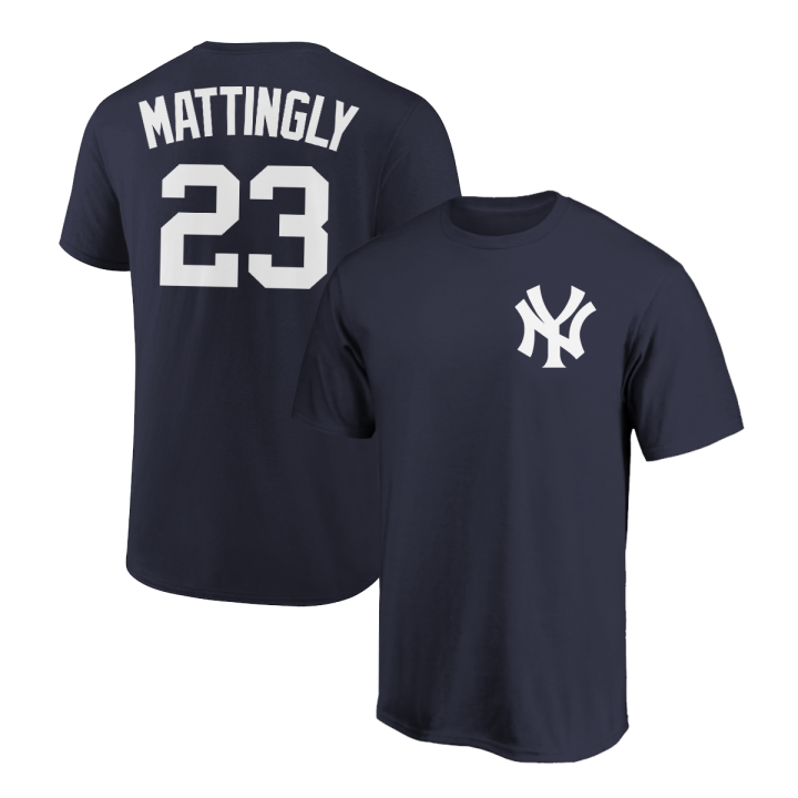 Don Mattingly T-Shirt New York Yankees Player Name and Number Soft Jersey Tee