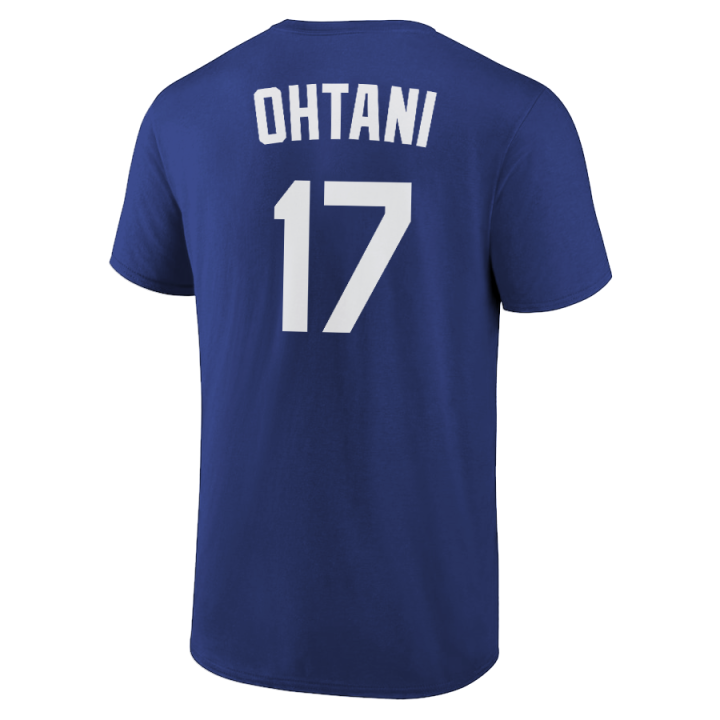 Shohei Ohtani T-Shirt Los Angeles Dodgers Player Name and Number Soft Jersey Tee
