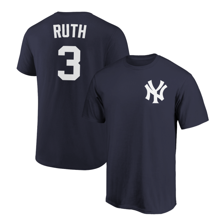 Babe Ruth T-Shirt New York Yankees Player Name and Number Soft Jersey Tee